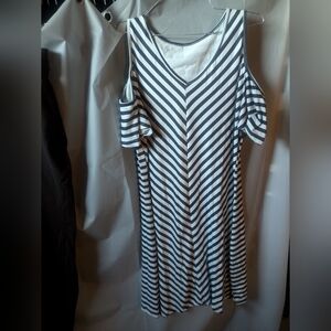 Striped Cold Shoulder Dress